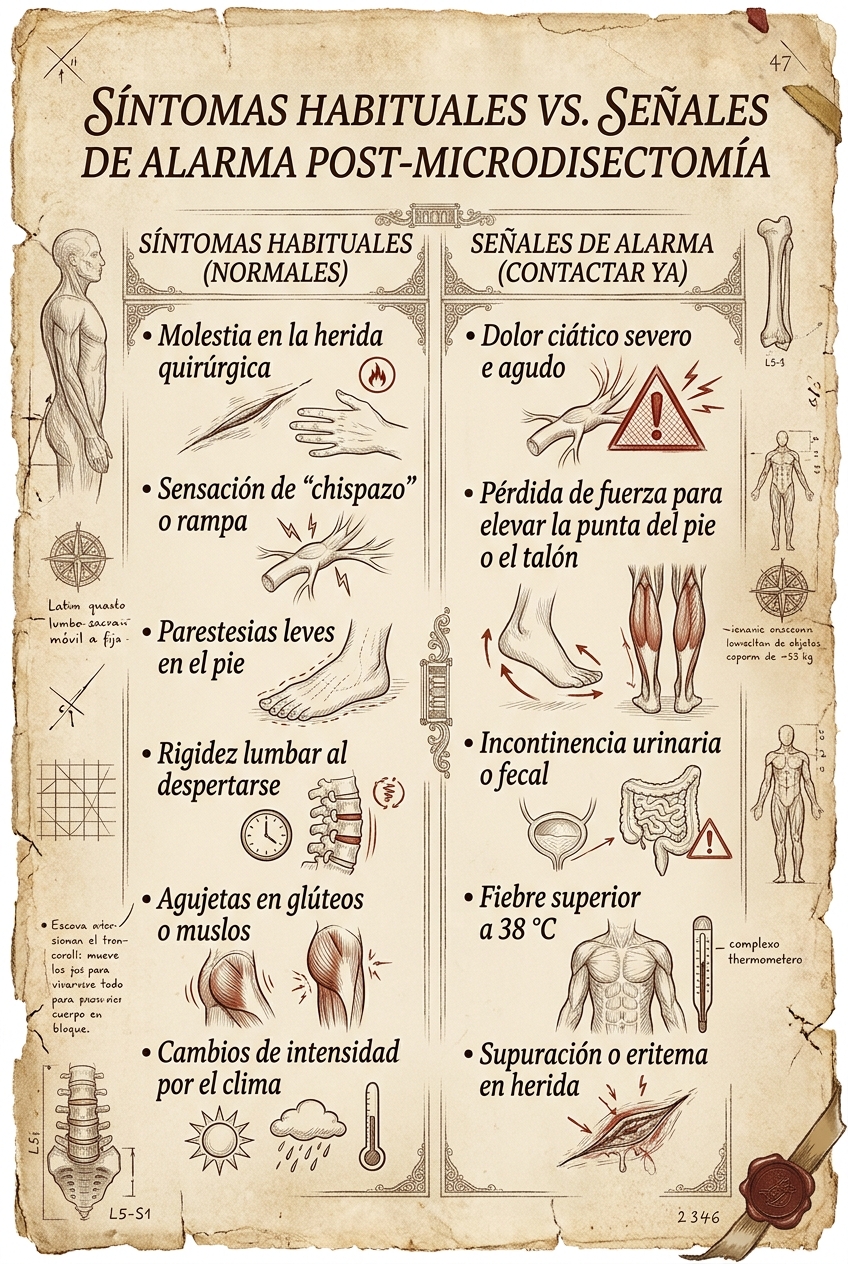 señales alarma microdiscetomía lumbar