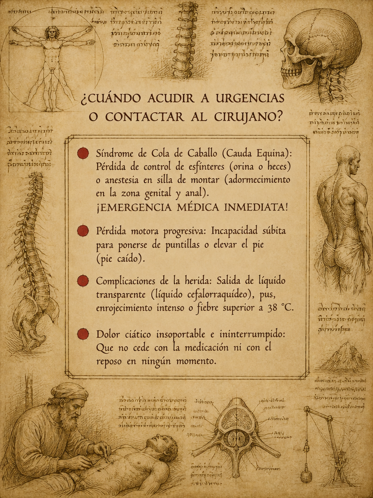 señales alarma microdiscetomía lumbar